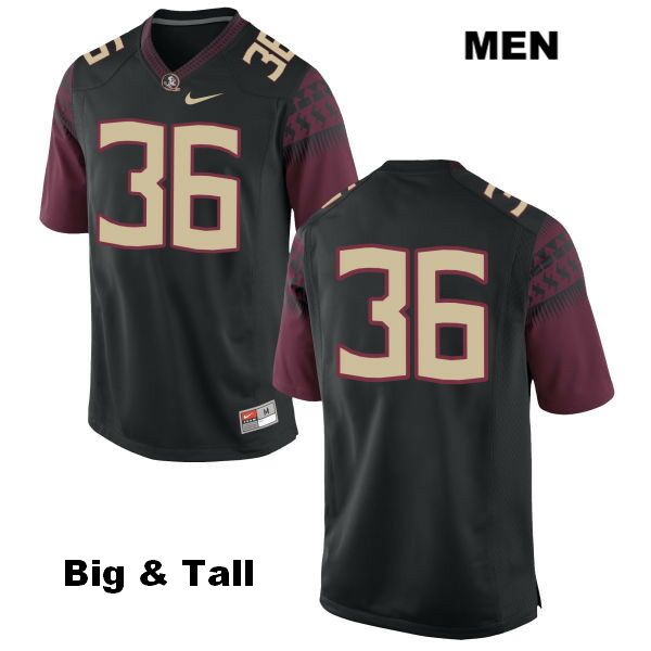 Men's NCAA Nike Florida State Seminoles #36 Eric Johnson College Big & Tall No Name Black Stitched Authentic Football Jersey ZWS0569WT